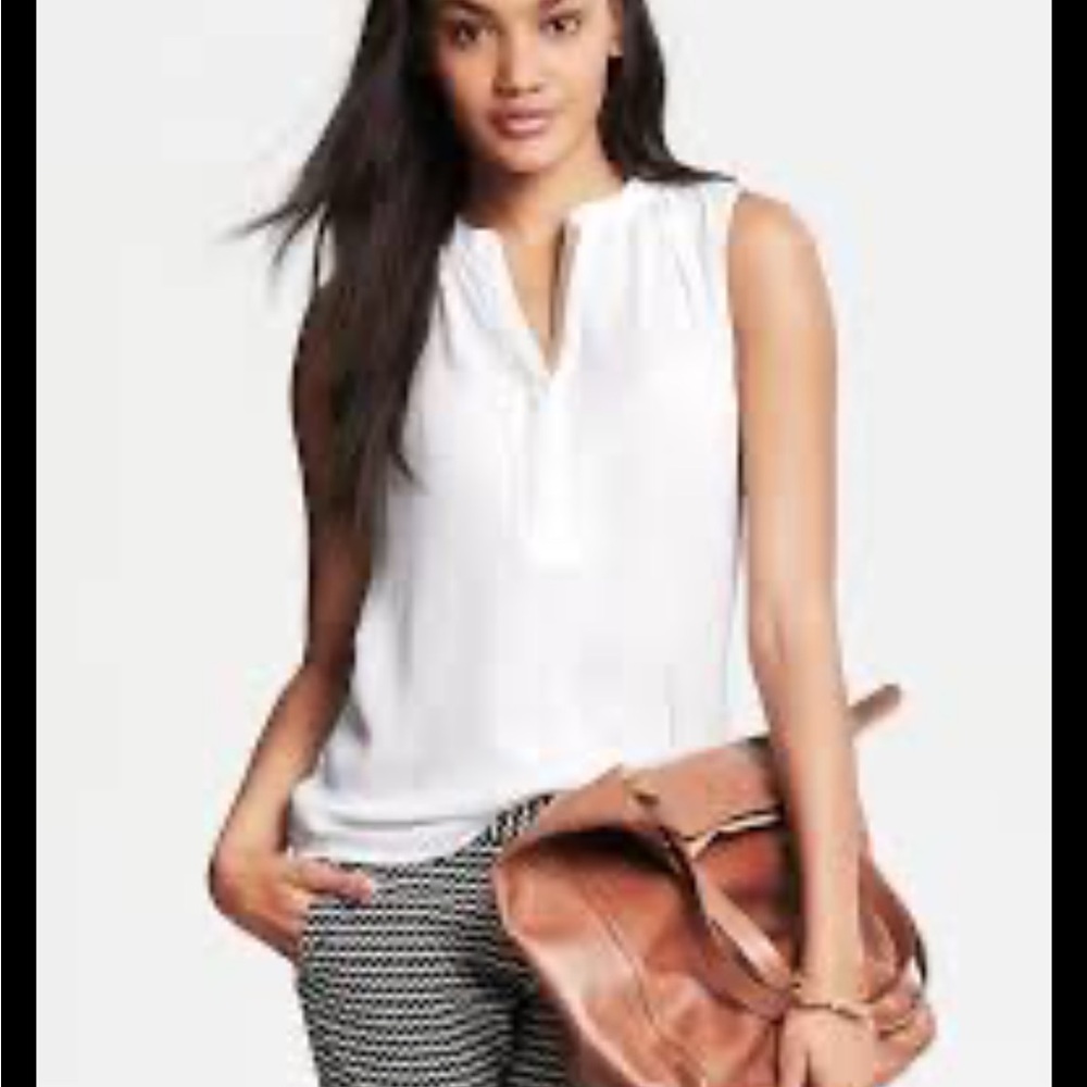 J. Crew Factory Shirt - ivory sleeveless lightweight partial button front